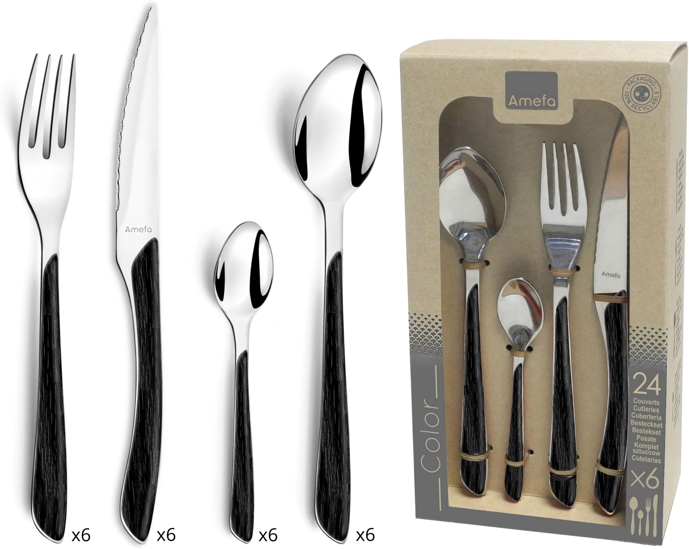 ECLAT Nature 24-Piece Cutlery Set Bois Noir