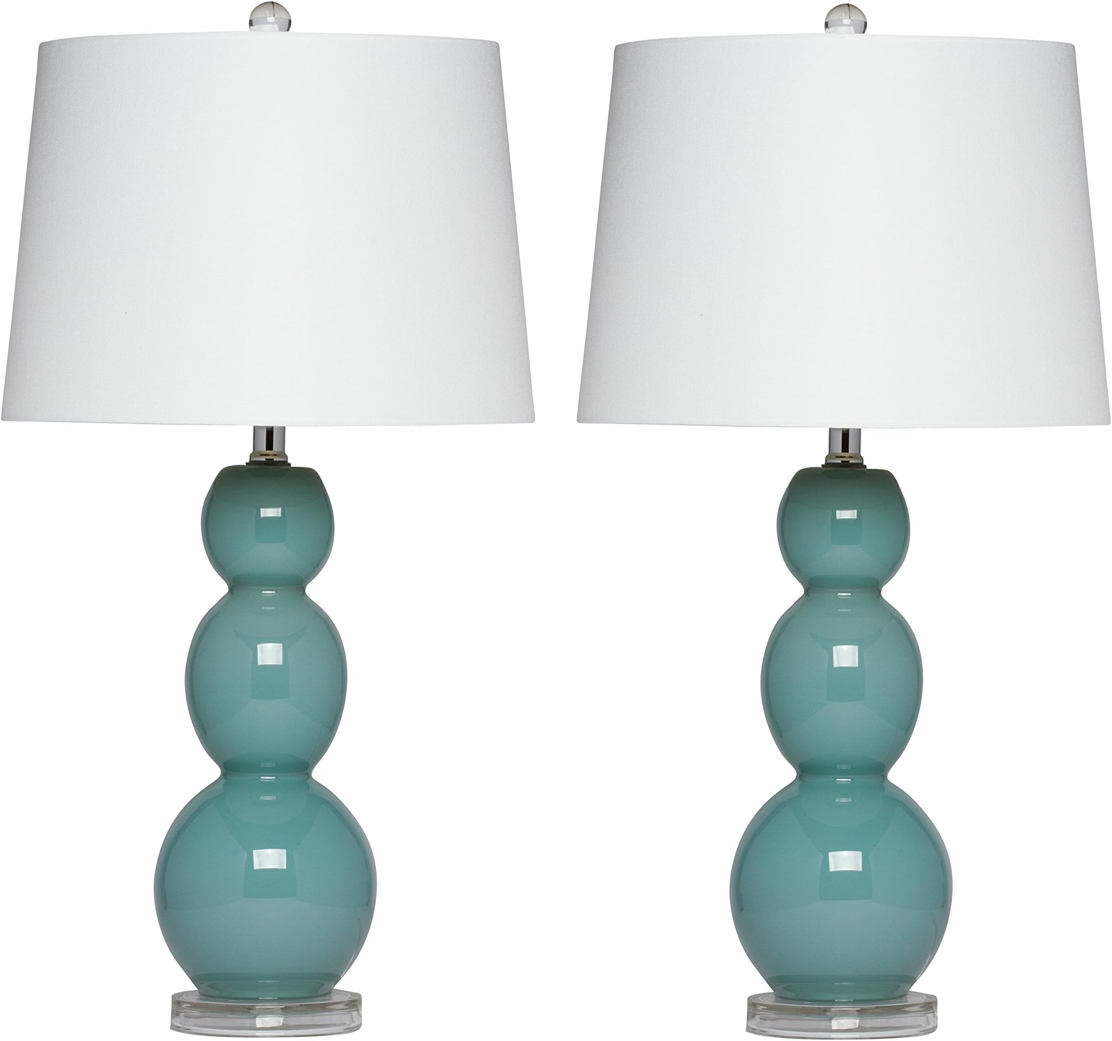 Bellacina Modern Teal Glass Table Lamp, Set of 2, 27" x 14" x 14", 601-26TE