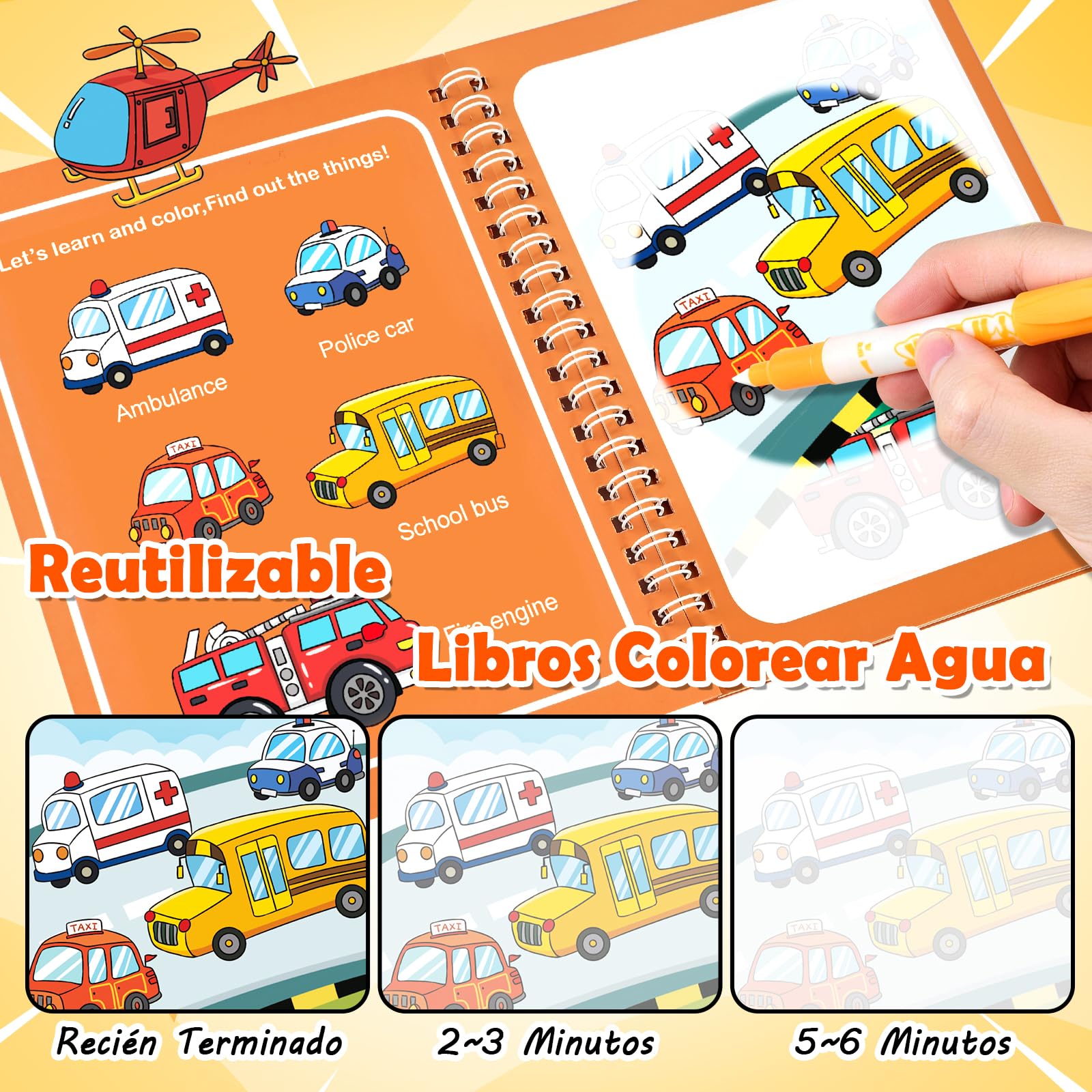 GOLDGE Libros Mágicos Agua 24 Pack, Regalos Cumpleaños Niños Colegio Reutilizable - Detalles Cumpleaños Niños con Bolsas Cumpleaños Infantil para Fiesta, Kit Manualidades Niños 3~9 Años, Party Favor