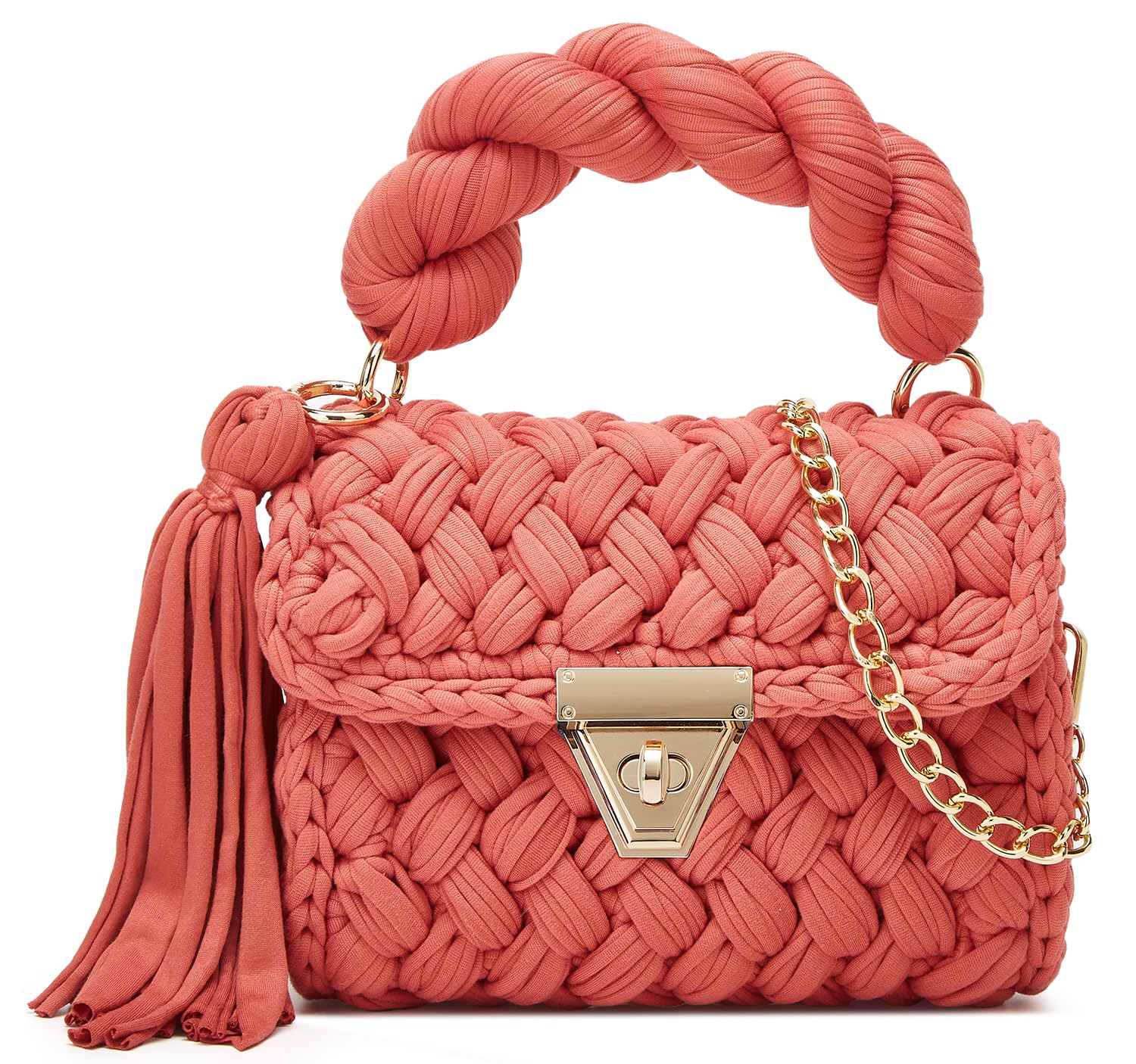 Chunky Yarn Knit Crochet Tote Purse Crossbody Bags for Women - Handwoven Evening Clutch Flap Shoulder Bag — view 14
