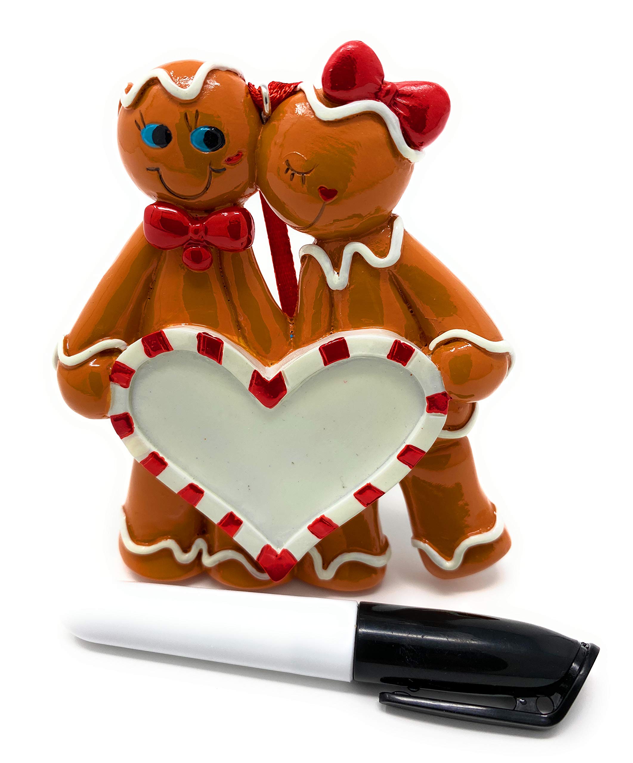 Gingerbread Couple Gingerbread Man Ornaments Christmas Tree Ornament Mini Couples First Holiday Decorations Resin Kit Miniature Men Home Kitchen Decor | Black Pen Included to Personalized Ornament