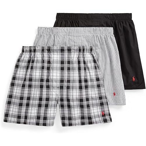 POLO RALPH LAUREN Men's Classic Fit Cotton Woven Boxers 3-Pack