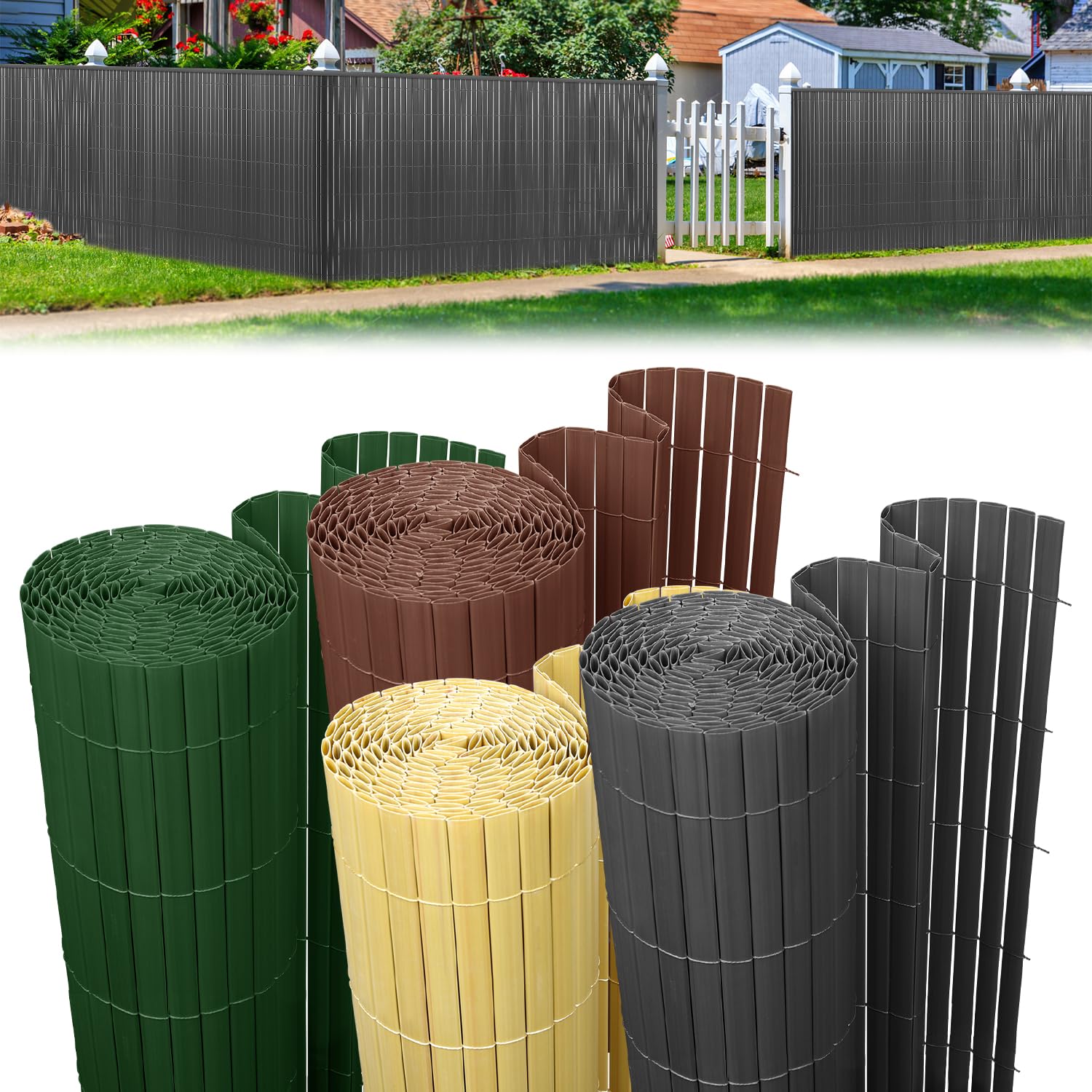 Brise-vue en PVC 160 x 500 cm, clôture de protection pour jardin avec serre-câbles, protection pour balcon et clôture, renforcement à 3 couches, revêtement de balcon, clôture de jardin