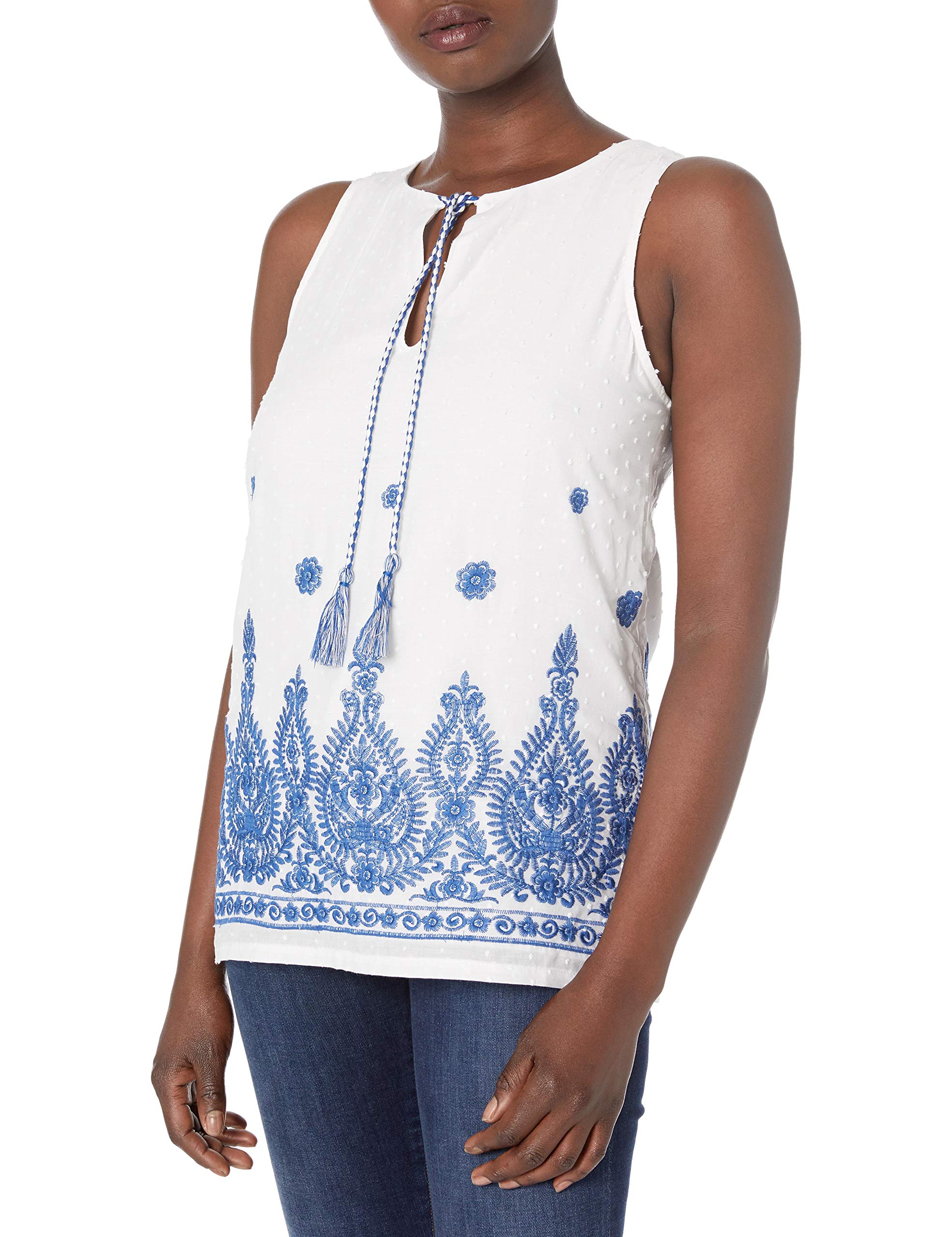 Karen Kanewomens Embroidered Tassel-tie Top Blouse