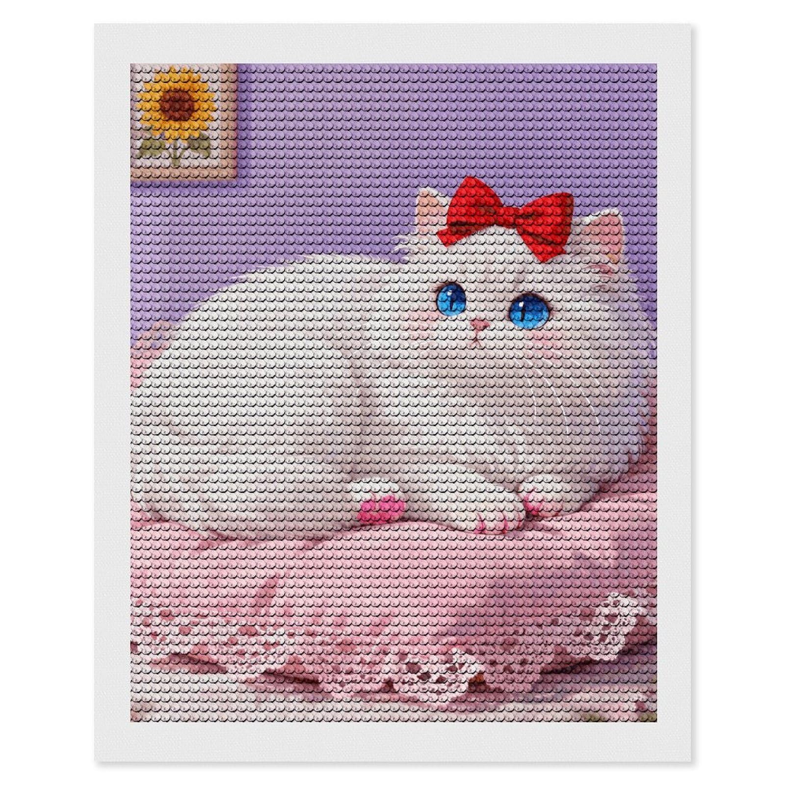 DWVTSLH Blue-Eyed Cat Diamond Painting Kits for Adults, Personalized Diamond Photo Art Full Drill, DIY 5D Diamond Art Painting Kits for Beginners, Home Wall Decor 16"x20"