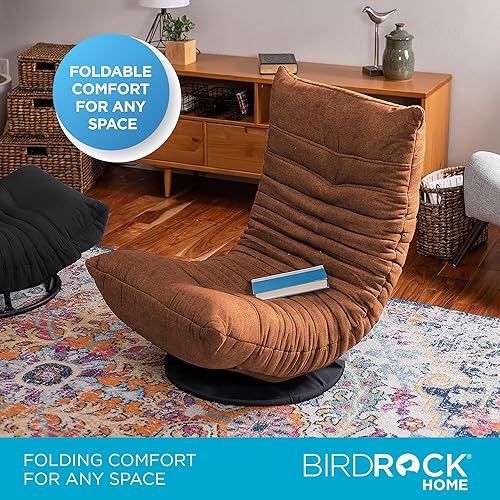 Miniatura 28 de BirdRock Home - Silla giratoria para suelo, asiento de espuma viscoelástica, ajustable, 360 grados, respaldo cómodo, cojín para mecedora y