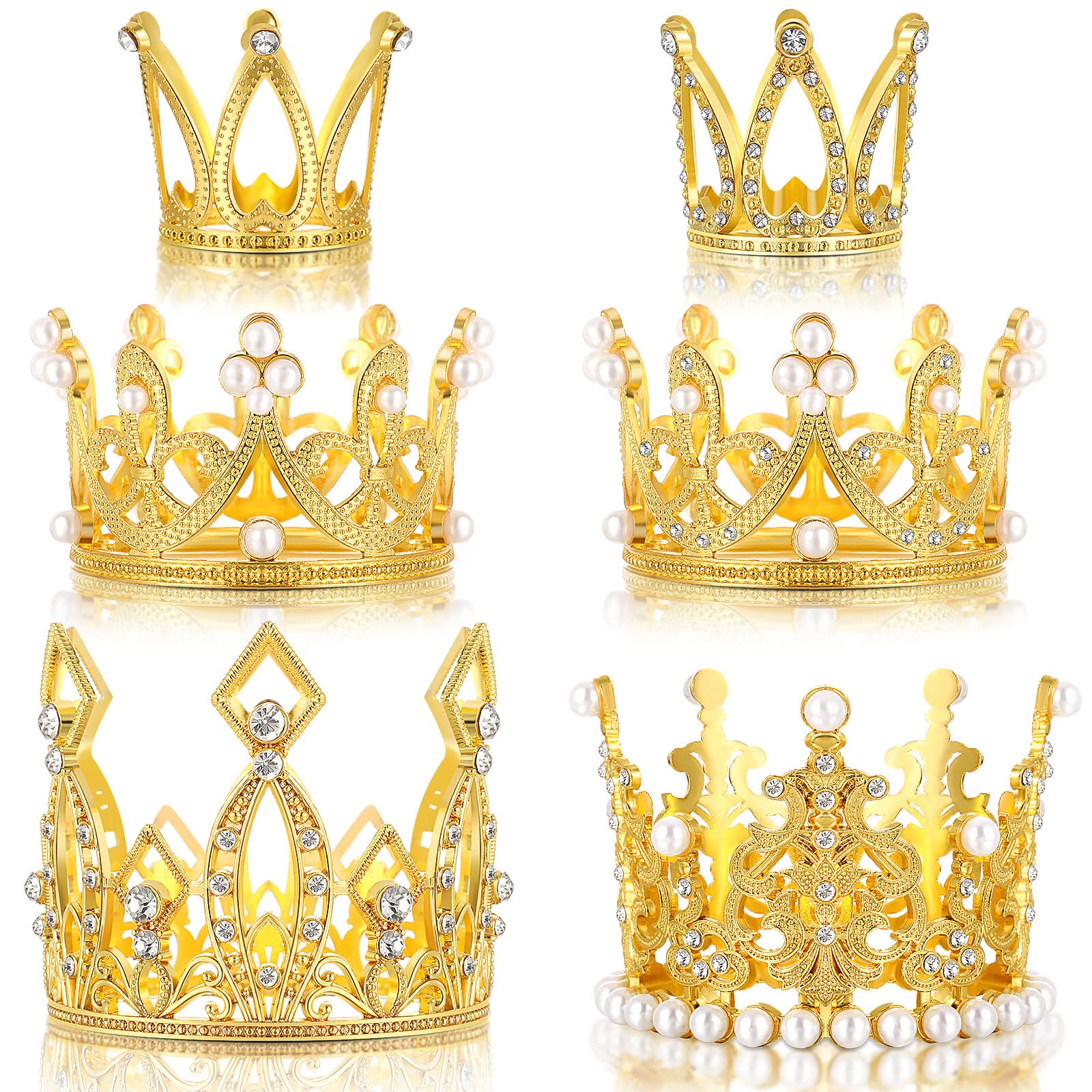 Buy 6 Pieces Crown Cake Topper Birthday Mini Crown Cake Topper Crystal