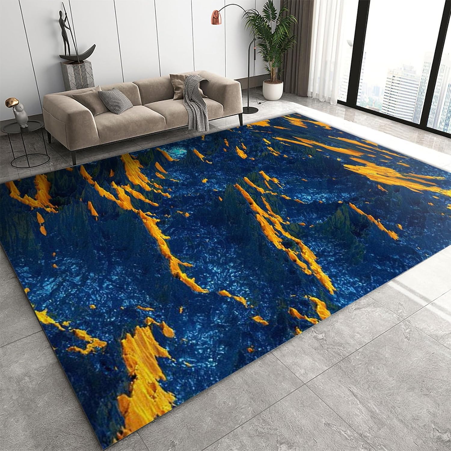 Tapis chambre ado garçon au motif marbre pour un espace de vie cocooning