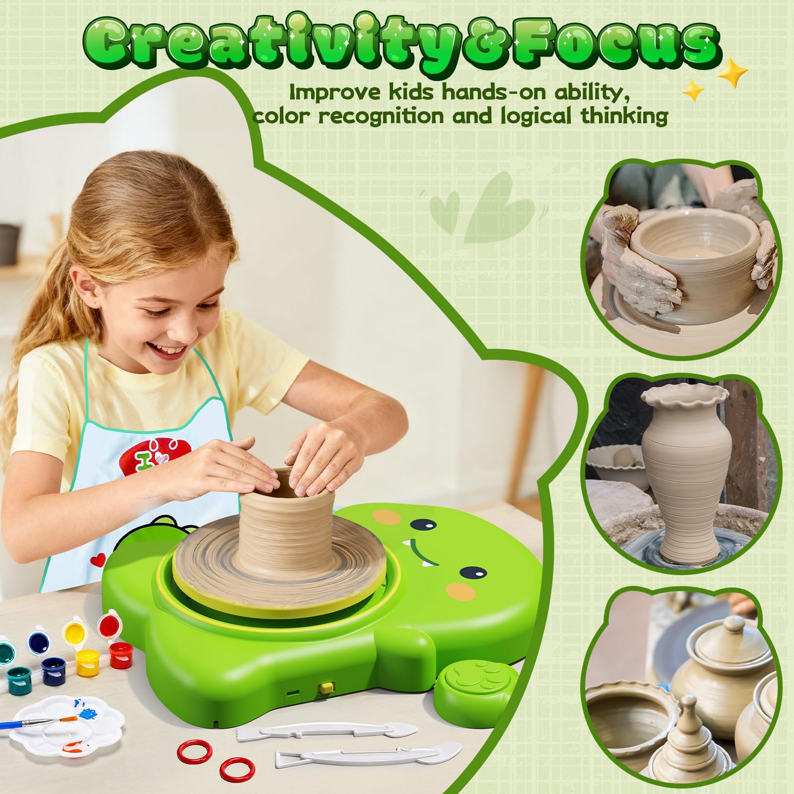 Kids Pottery Wheel - Dinosaur Pottery Kit -3 Kids Pottery Wheel - Dinosaur Pottery Kit -3