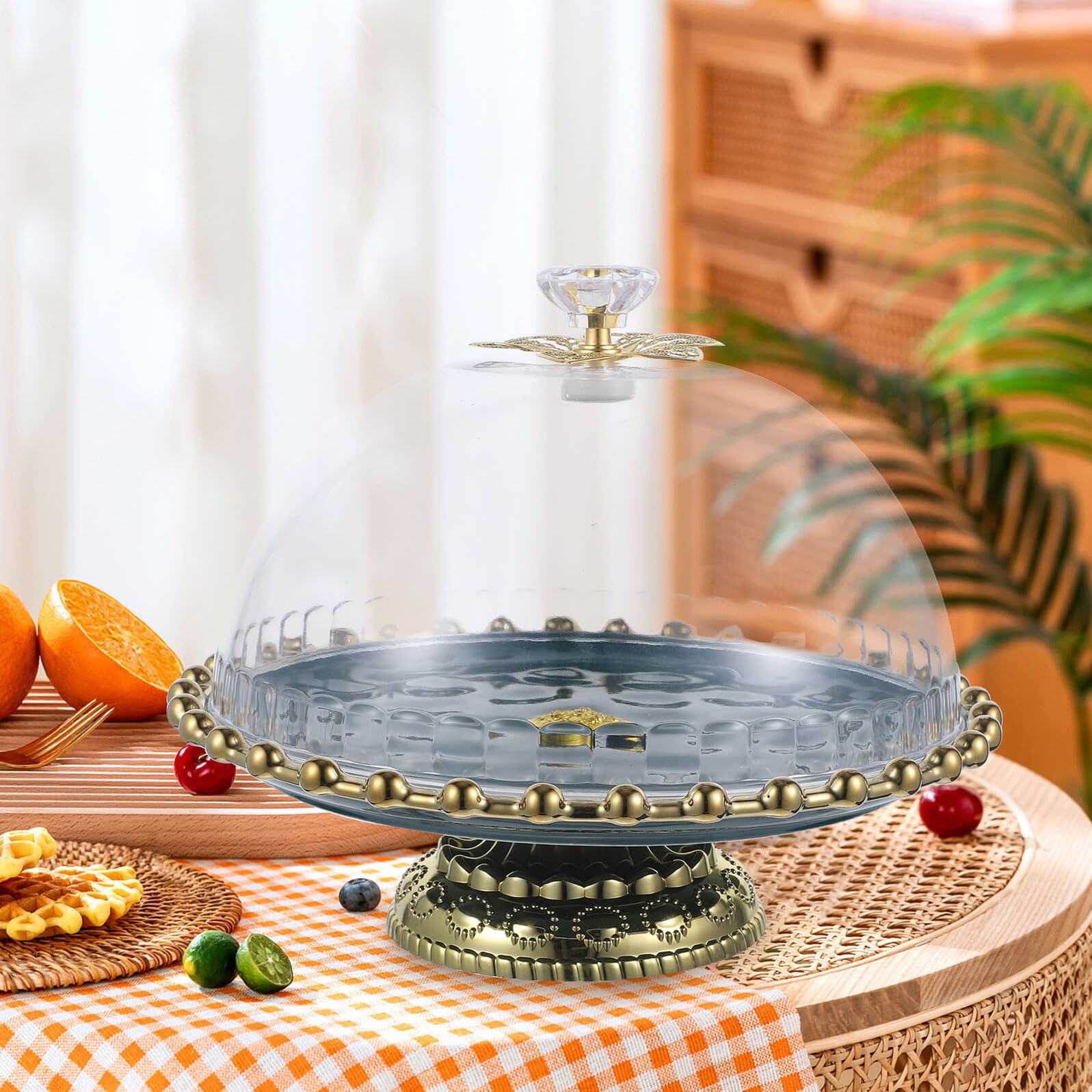 Plateau à Gâteau en Céramique Blanc 1 Set, Présentoir Élégant