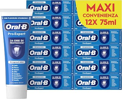 Oral-B Dentifricio Pro-expert Protezione Professionale 12x75ml, Dentifricio Formato Convenienza, Clinicamente Provato, Pulizia Denti Efficace, Alito Fresco, Sapore Menta Dolce