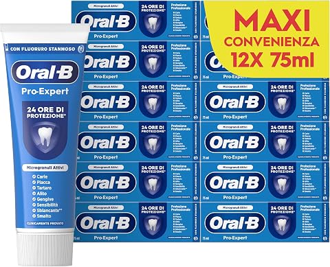 Oral-B Dentifricio Pro-expert Protezione Professionale 12x75ml, Dentifricio Formato Convenienza, Clinicamente Provato, Pulizia Denti Efficace, Alito Fresco, Sapore Menta Dolce | Dentifricio Formato Convenienza, Clinicamente Provato, Pulizia Denti Efficace, Alito Fresco, Sapore Menta Dolce