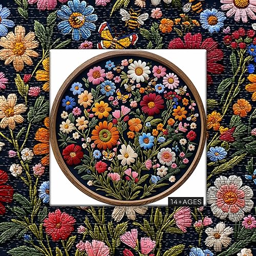 Miniatura 6 de Rompecabezas vintage de flores silvestres para adultos, 1000 piezas, rompecabezas redondo de plantas de abeja y mariposa, arte natural, rompecabezas
