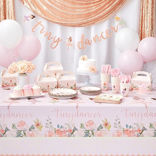 Miniatura 2 de Blue Panda Tiny Dancer Manteles Paquete de 3, color rosa, 54 x 108 pulgadas, plástico Funda de mesa de cumpleaños para decoración de fiesta y baby