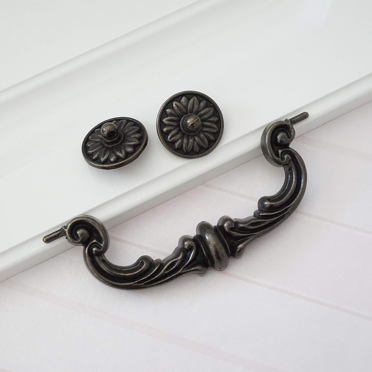 LBFEEL 6" Large Drop Bail Dresser Pull Handle Drawer Pulls Rustic Antique Black Kitchen Cabinet Pull Handle Hardware 150 mm