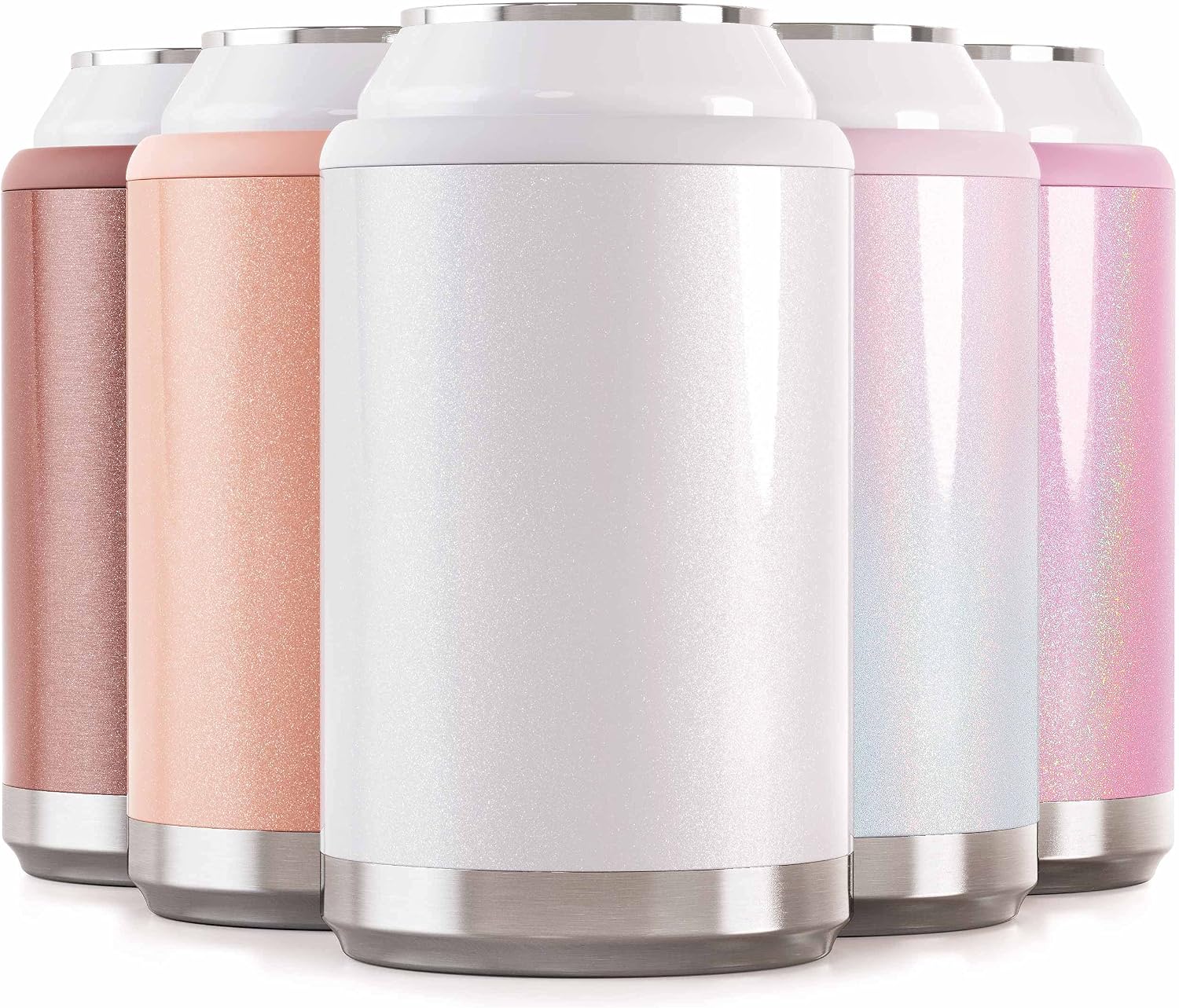 Maars Standard Can Cooler for Beer & Soda | Stainless Steel 12oz Beverage Sleeve, Double Wall Vacuum Insulated Drink Holder - Moonrock Glitter, 2 Pack