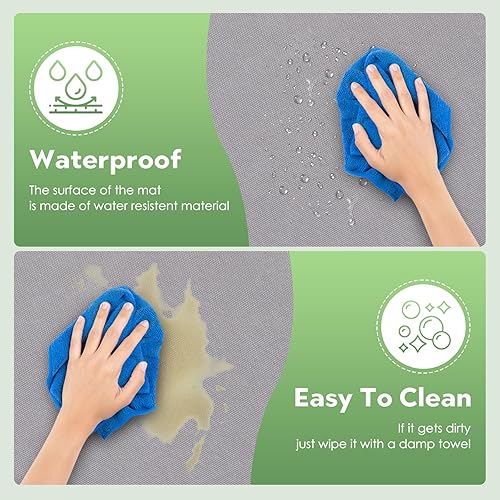 Miniatura 5 de Tanoshi - Alfombra de juego autoinflable de 50 x 50 pulgadas para bebés y niños pequeños, 1.2 pulgadas de grosor, enrollable e impermeable, tapete