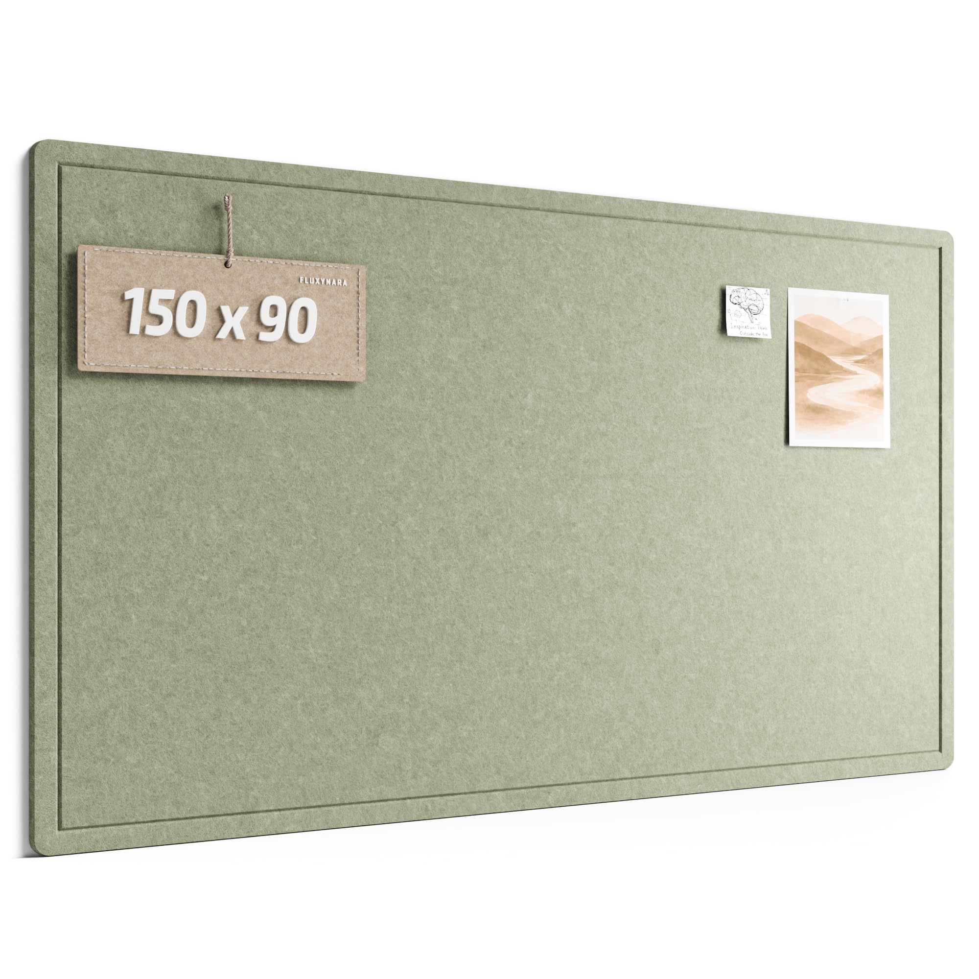 Fluxynara Large Bulletin Board, 150 x 90cm Cork Board Alternative with 24 Safe Removable Adhesive Tabs, Foldable Felt Pin Board for Home Office, Classroom, Bedroom,Entryway for Walls— Sage — image 1
