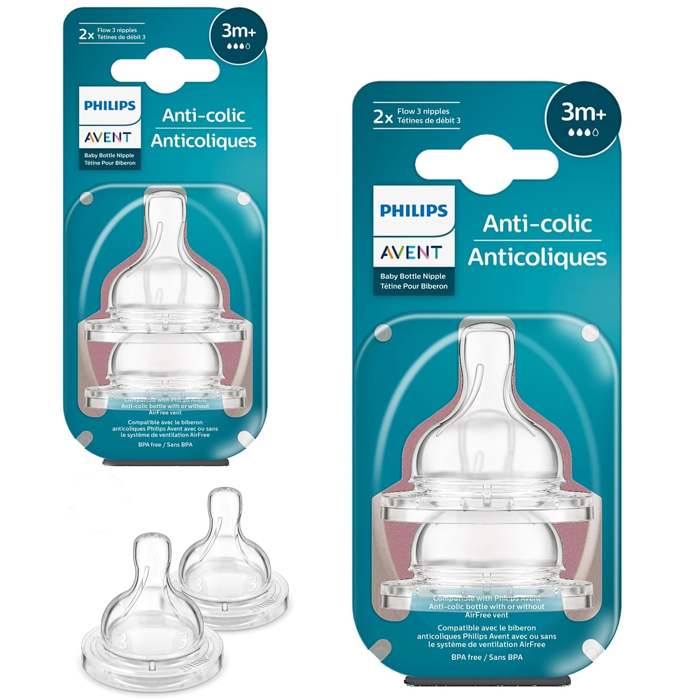 Amazon.com : Philips AVENT Anti-Colic Baby Bottle Flow 3 Nipple