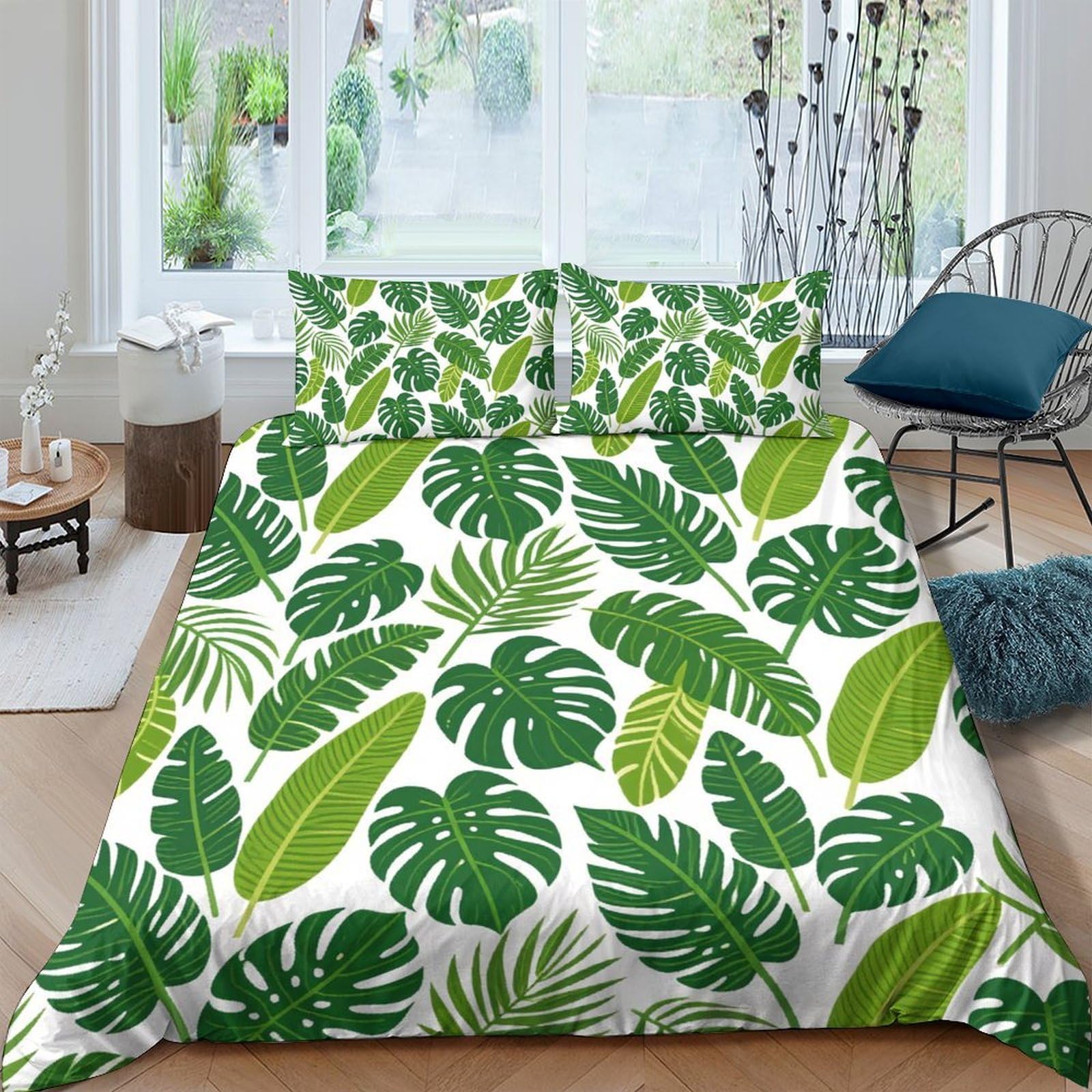 Ctjqhvkz Style-10 3D Printed Tropical Leaf Fitted Sheet Microfiber Soft Breathable Monstera Mattress Cover For Bedroom Decor Single（135X200cm）