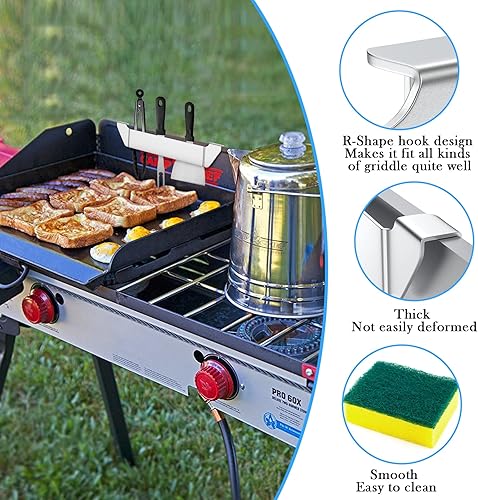 Miniatura 2 de AUAUY Paquete de 2 espátulas de acero inoxidable, soporte para espátula de parrilla para herramientas de barbacoa, soporte para accesorios de