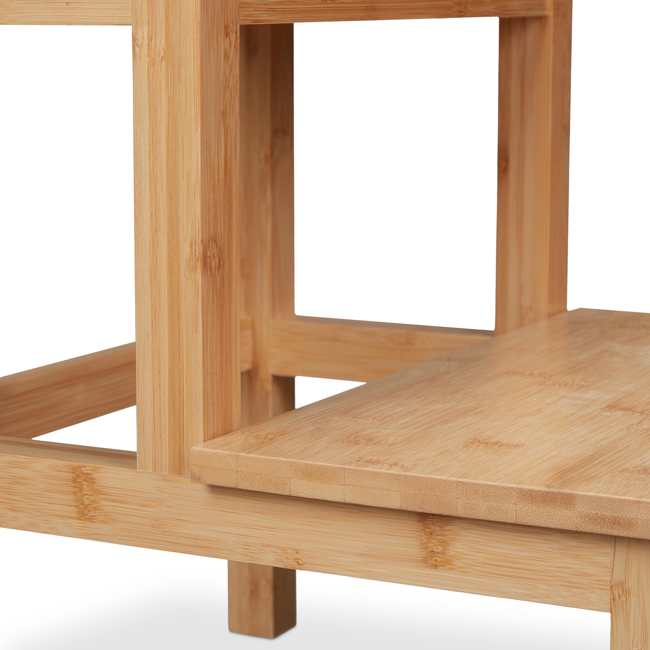 Relaxdays Taburete, 2 Escalones, Bambú, Resiste hasta 100 kg, Niños y Hogar, 40 x 40 x 40,5 cm, Banqueta, Natural