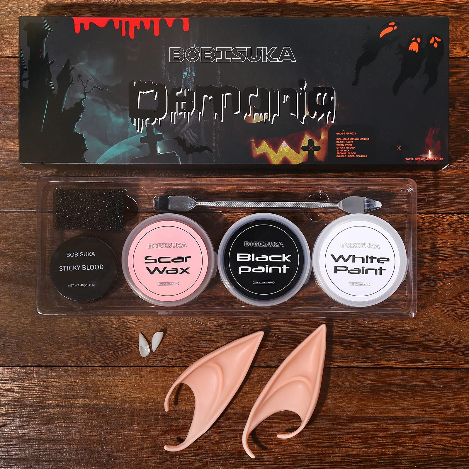BOBISUKA Special Effects SFX Halloween Makeup Kit Black White Face Body