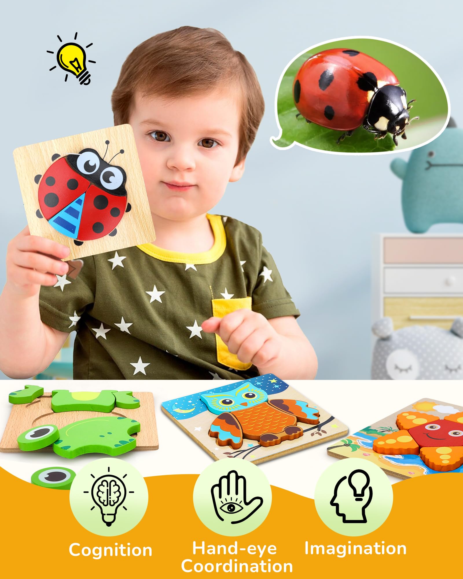 Amazon.com: TOY Life Wooden Puzzles for Toddlers 2-4, 8 Pack