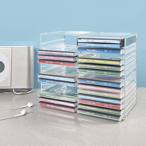 Miniatura 8 de Soporte transparentes de plástico para apilar CD para 30 CDs estándar Soporte para joyas