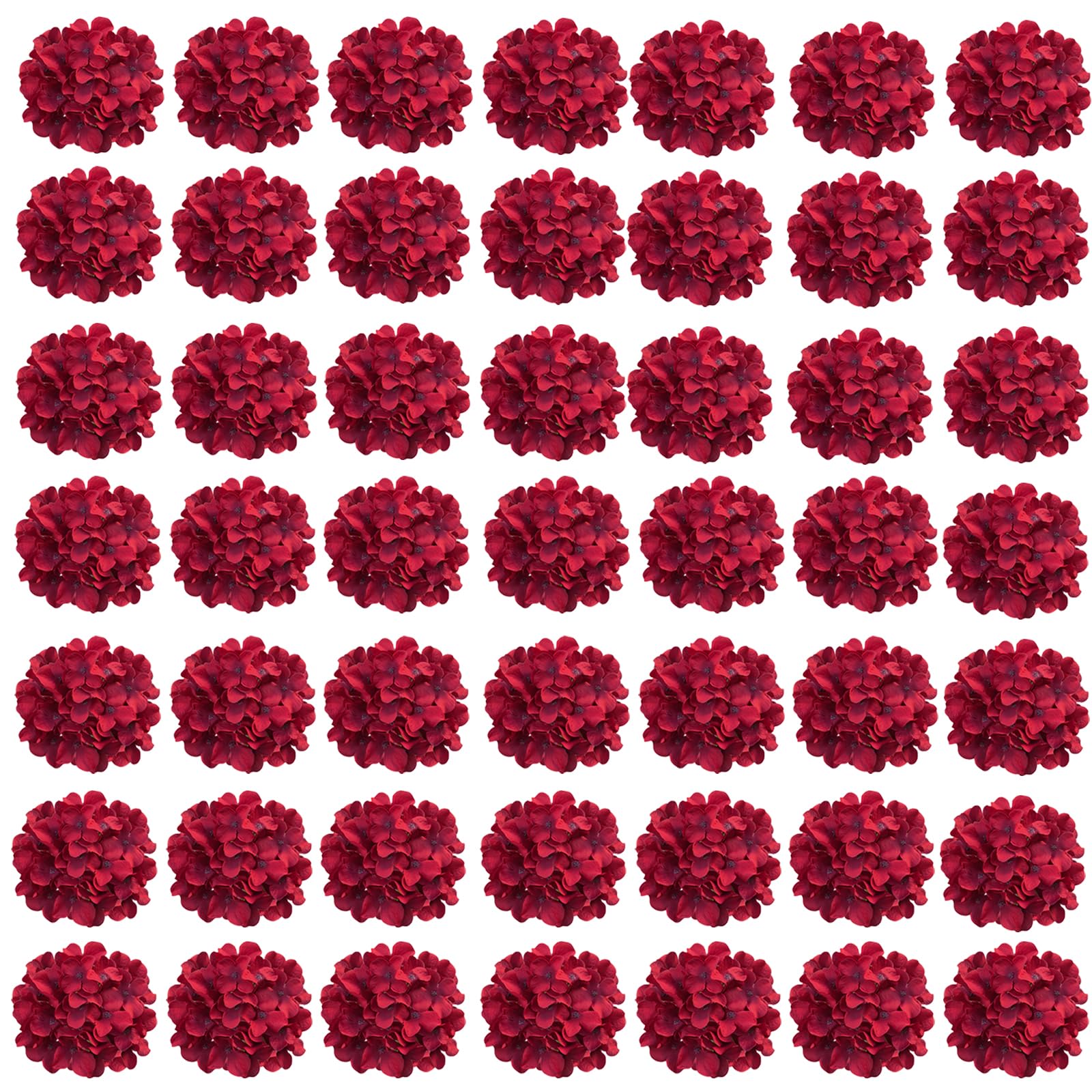 Rote Hortensien, künstliche Blumen, 60 Stück, künstliche Hortensien, künstliche Seiden-Hortensien, Blumen mit Stielen, rote Blumen, künstlich für Dekoration, Hochzeitsdekoration