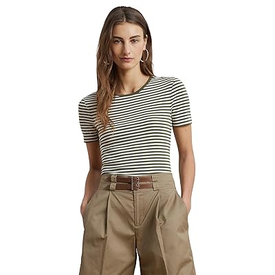 Lauren Ralph Lauren Striped Stretch Cotton Crewneck T Shirts Women