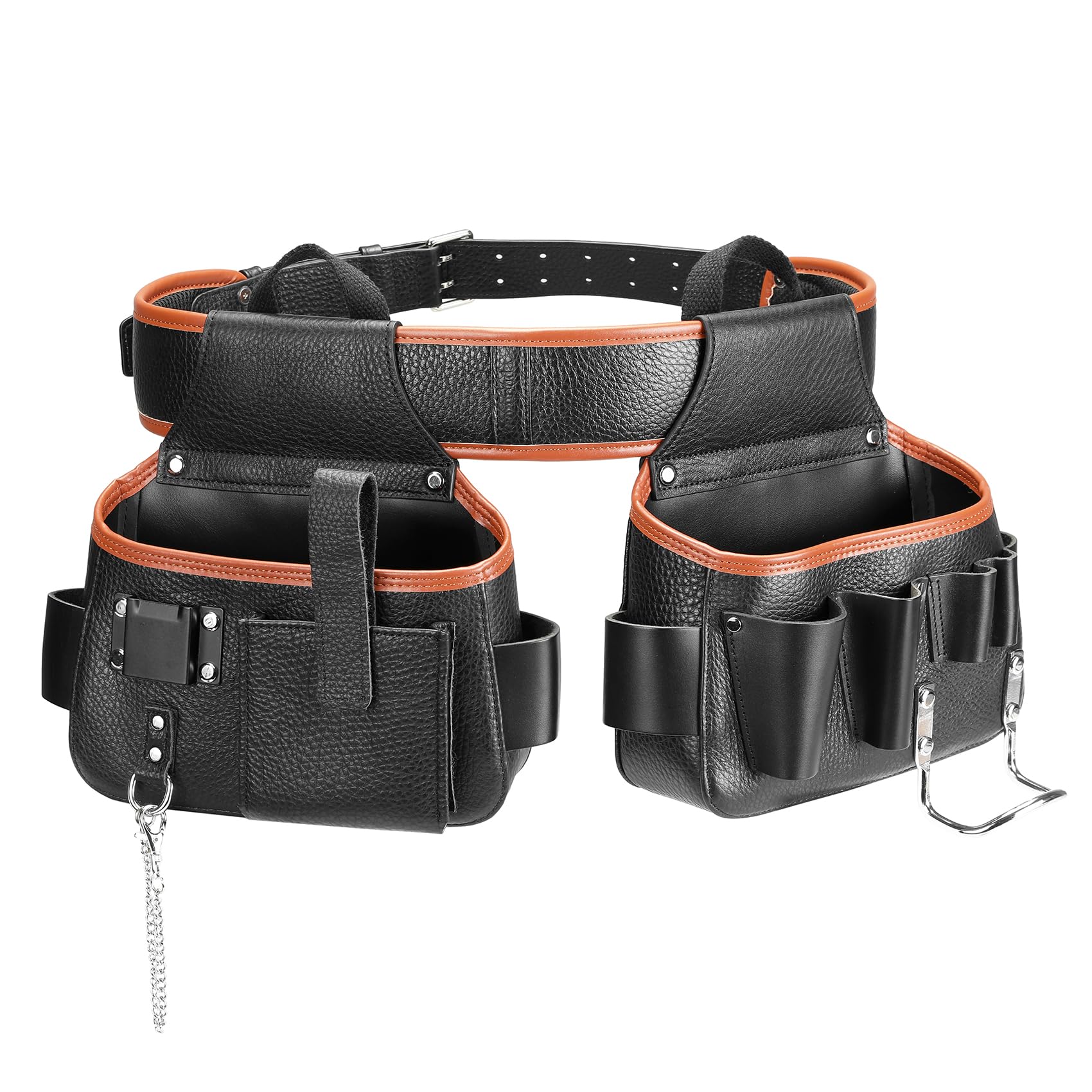 Ceinture Porte-Outils, étui Porte-Outils en Cuir véritable, Sac à Outils avec Porte-Marteau pour charpentiers, jardiniers, constructeurs de Structures, couvreurs, Artisans, électriciens