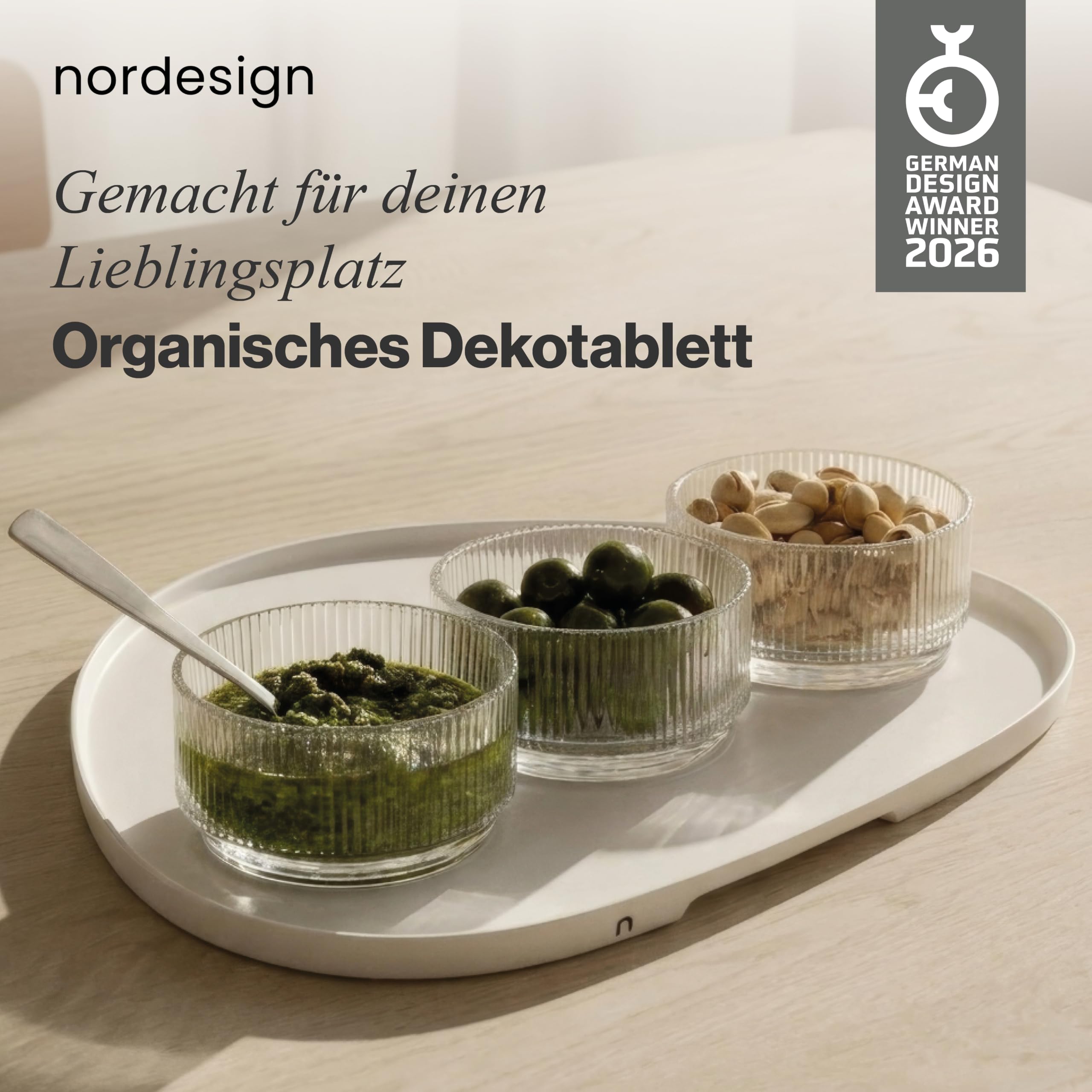 nordesign Dekotablett Metall Greige, Serviertablett organisch