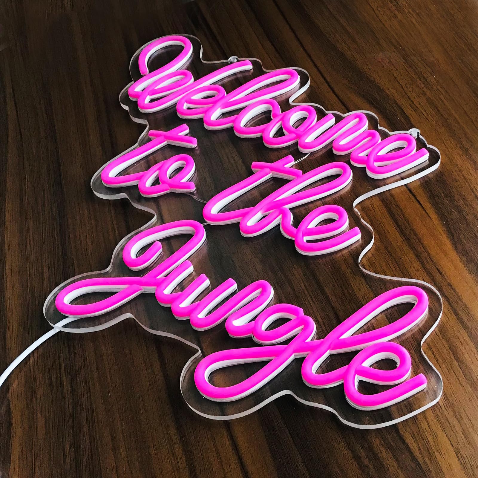 Welcome to The Jungle LED neon sign wall decoration pink neon light garden home porch store Christmas living room bar decoration USB 5V, 16.5 "* 13"