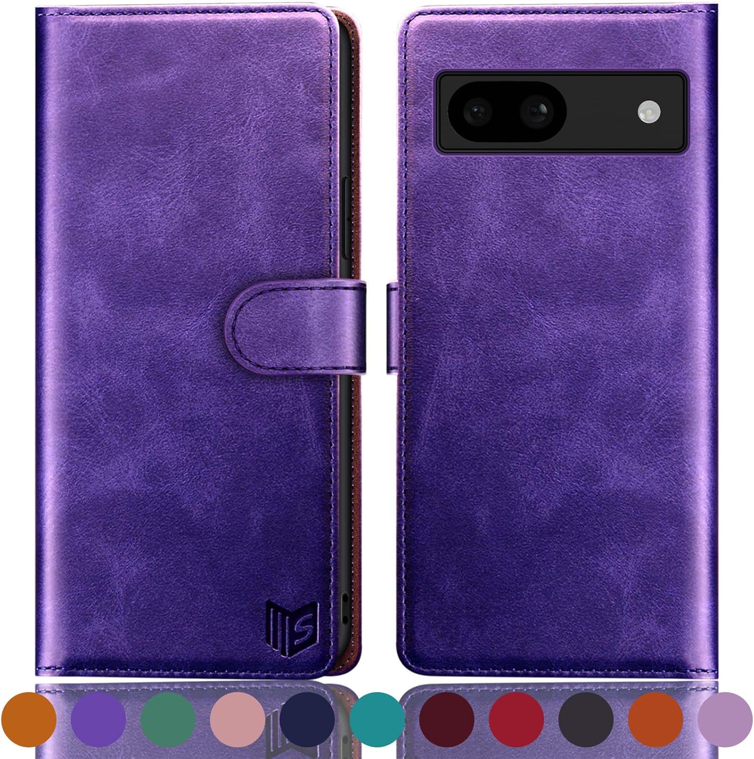 SUANPOT for Google Pixel 8A Wallet case with RFID Blocking Credit Card Holder,Flip Book PU Leather Protective Cover Women Men for Pixel 8A Phone case Purple