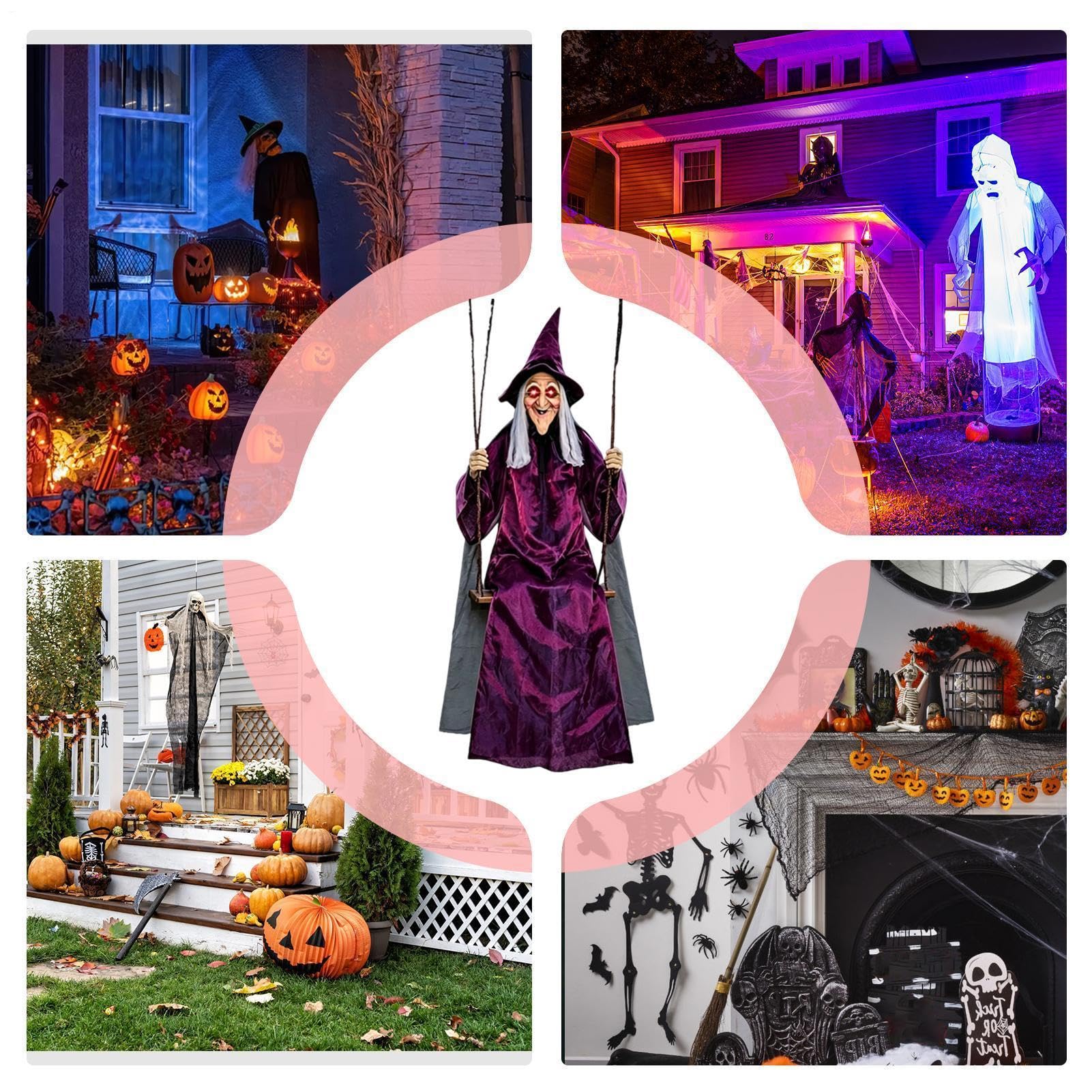 Schwingende Hexe Halloween Deko 1,8 Meter lebensgroße Requisiten für das