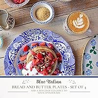 Vista 2 de Spode Blue Italian - Juego de 4 platos de pan y mantequilla de 6.5 pulgadas, platos laterales clásicos de porcelana de inspiración oriental, vajilla
