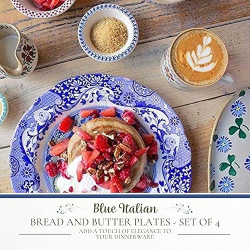 Miniatura 2 de Spode Blue Italian - Juego de 4 platos de pan y mantequilla de 6.5 pulgadas, platos laterales clásicos de porcelana de inspiración oriental, vajilla