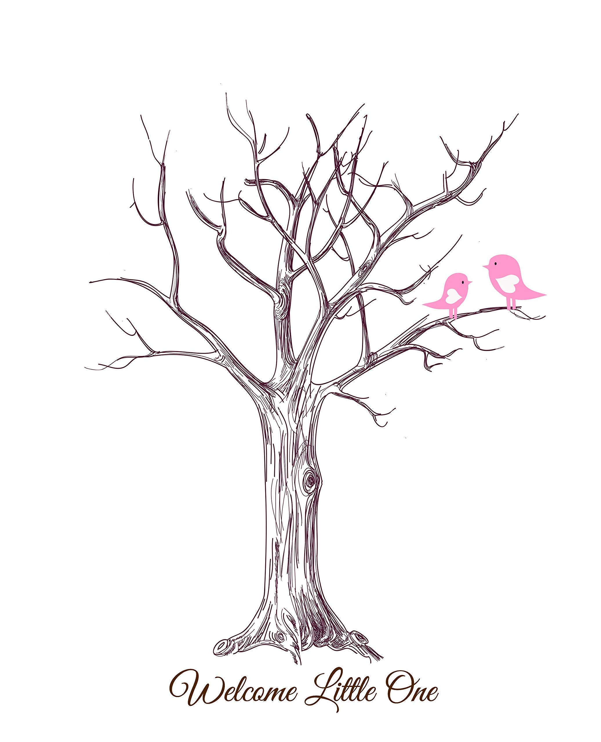 Baby Shower Guest Book Alternative Tree Thumbprint Fingerprints Style Personalized Birthday Baptism boy or girl