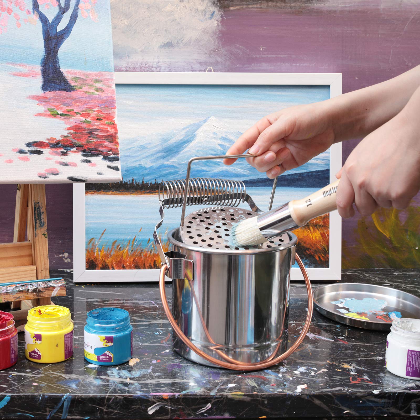 MyLifeUNIT Paint Brush Cleaner, Paint Brush Holder with Large Capacity Wash Tank and Removable Screen - Image 6