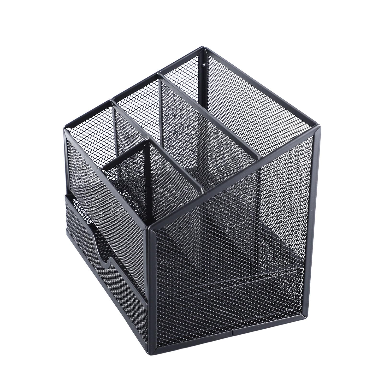 Organizador de Escritorio de Metal con Cajones Extraíbles Ranuras Compactas para Libros A4 A5 Bolígrafos Notas Organizador de Mesa de Oficina Elegante y Duradero