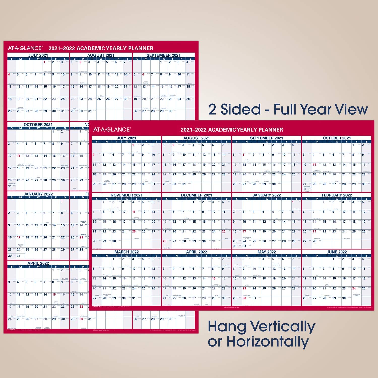 Academic Erasable Calendar 2021 2022 At A Glance Wall Calendar 32 X
