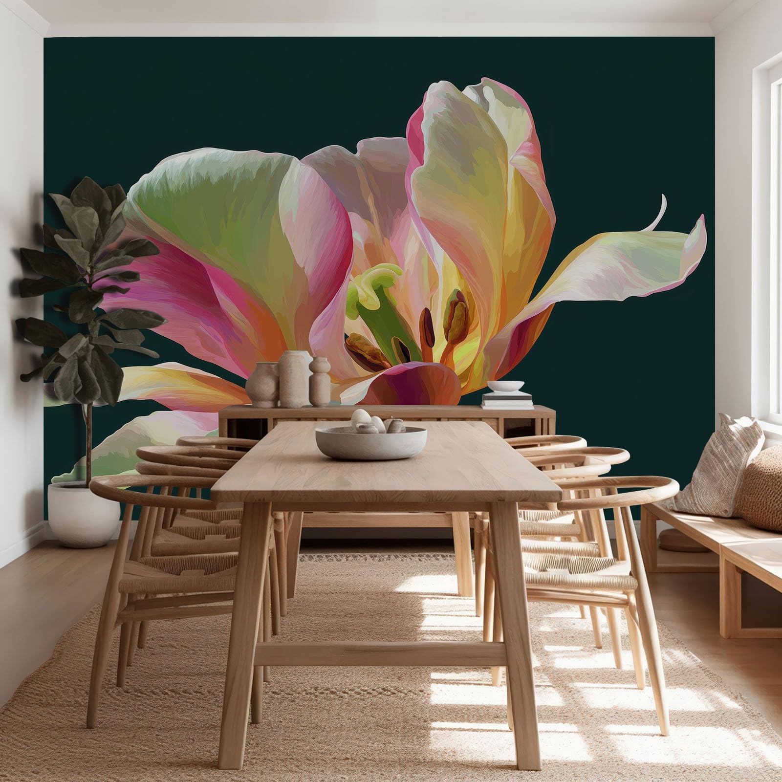 Fototapeta 3D, roślina, tulipany, 250 x 175 cm, fototapeta, styl fotograficzny, nowoczesny salon, tło telewizora mural tapeta do salonu TV sofa tematyczny hotel murale