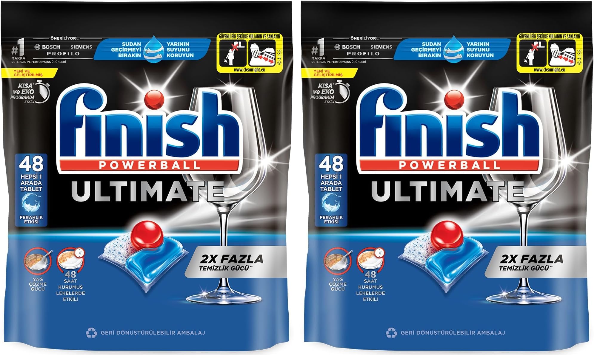 Finish Ultimate 48 Kapsül Bulaşık Makinesi Deterjanı Tableti (1 x 48 Kapsül) (2 paketi)
