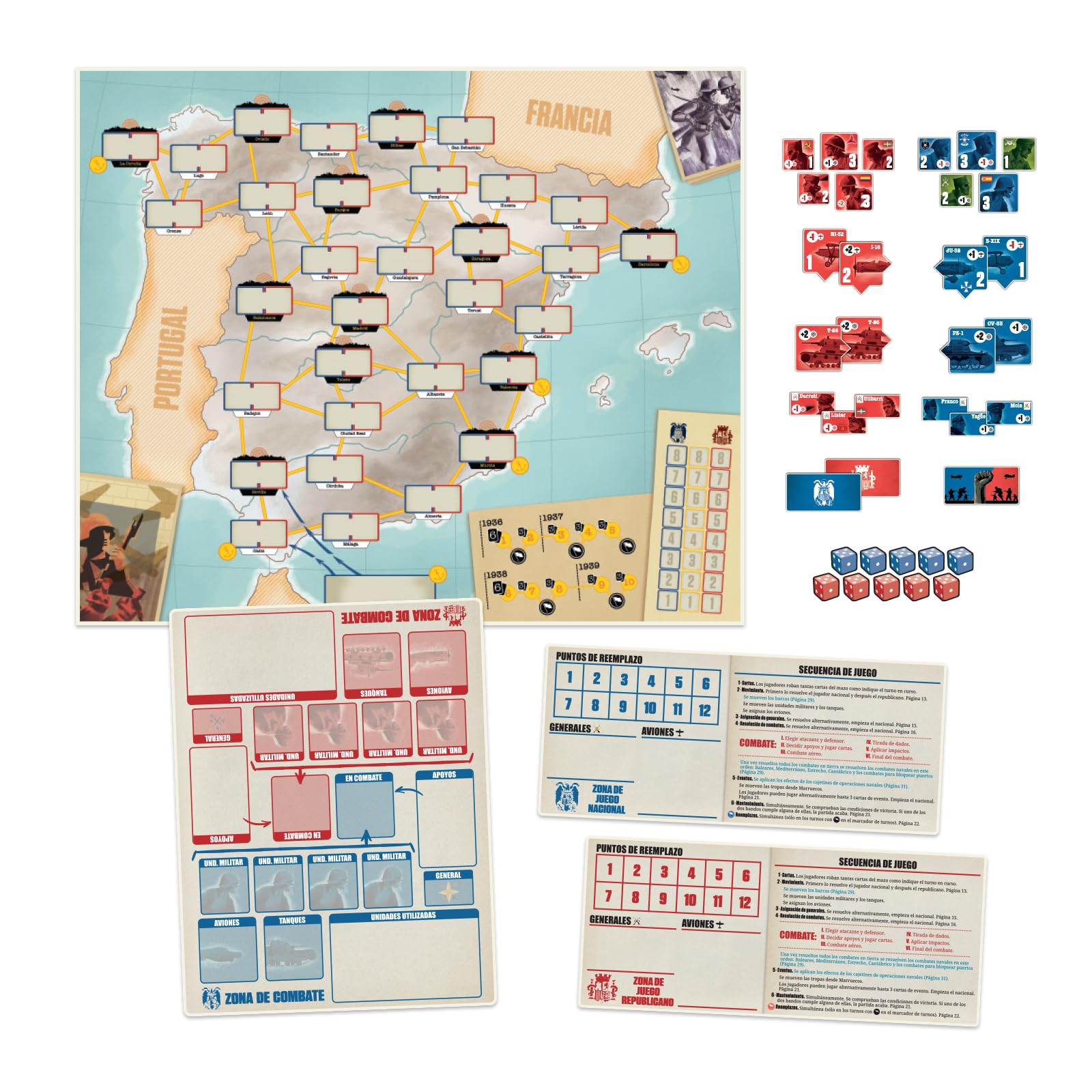 Devir - ESPAÑA 1936, Juego de Mesa, de Estrategia, para 2, Wargame, Edad +14 (BGESSE)