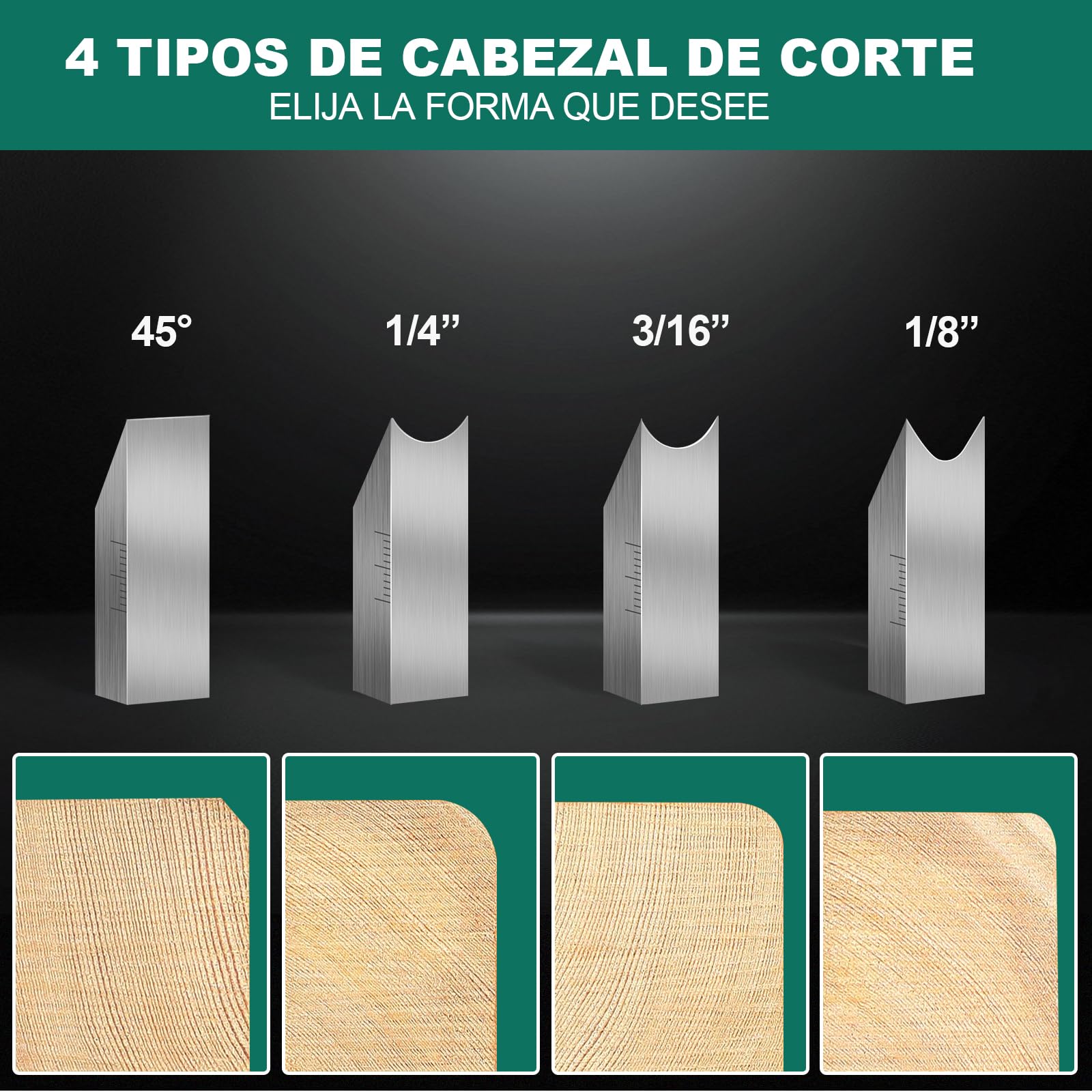 HYCHIKA Cepillo Carpintero, Cepillo para Madera de 45° con 4 Cabezales, Nivel de Burbuja y Mango Ergonómico, Cepilladora de Madera Manual para Cantos y Esquinas, Ideal para Carpinteros y Ebanistas