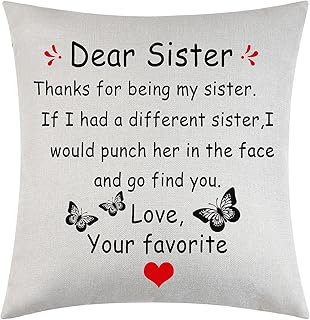 Sister Cushion Covers Big Sister Gifts from Sister Brother Gifts for Sister Birthday Christmas Graduation Gifts Funny Pillow Case Best FriendThrow Pillow Covers 18"x 18" (Dear sister)