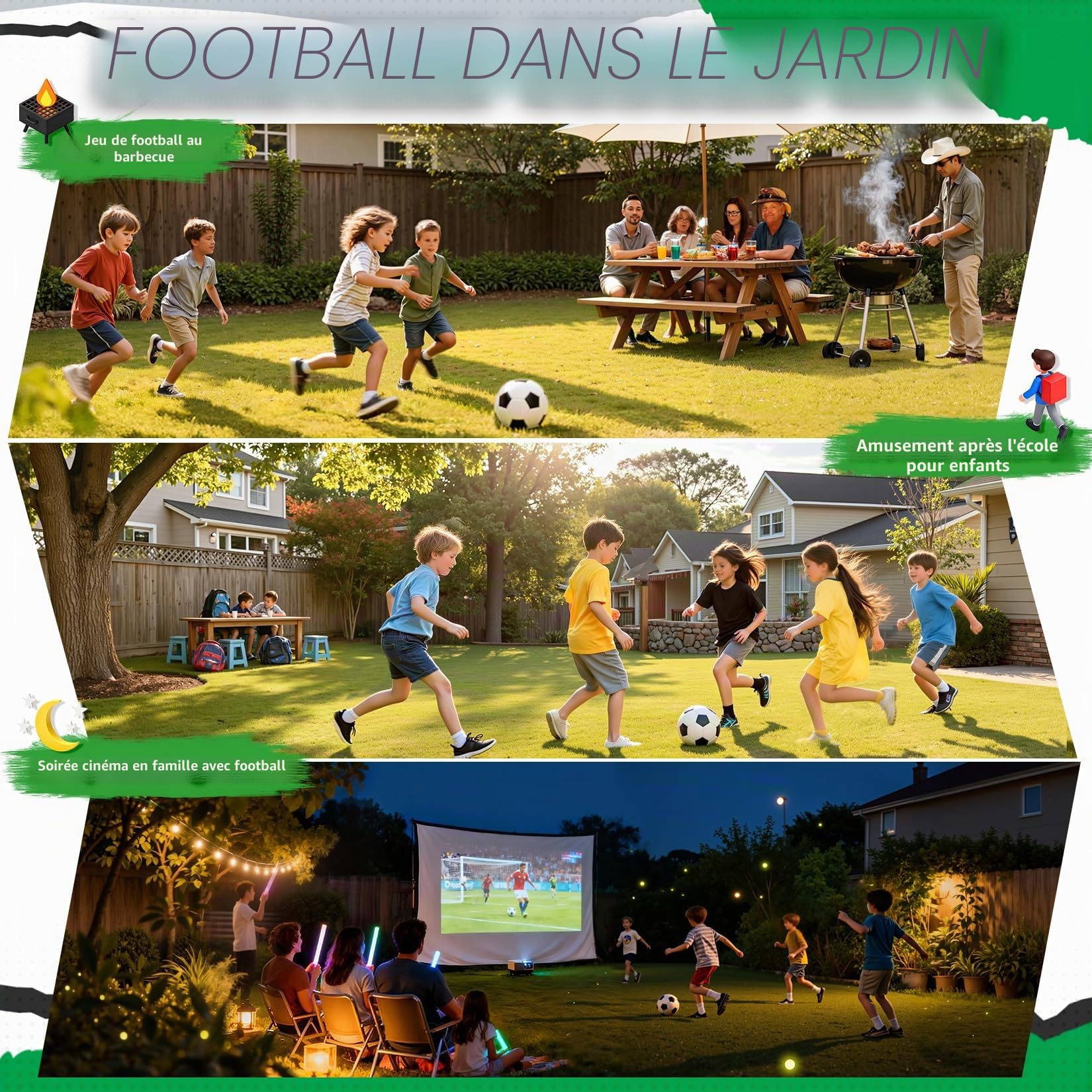Happy Jump But de Football Pop-Up Pliable 120x90 152x110 213x152 cm Portable Jardin Entraînement