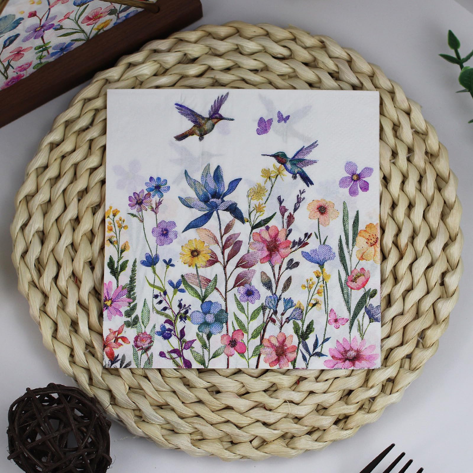 Servilletas Papel Hummingbird Púrpura Servilletas Decoupage Decoradas Papel Higienico Desechables Toilet Paper Cumpleaños Cocktail 2 Capas Paper Towels Bodas Fiesta Jardín 30 Paquetes(33x33cm）