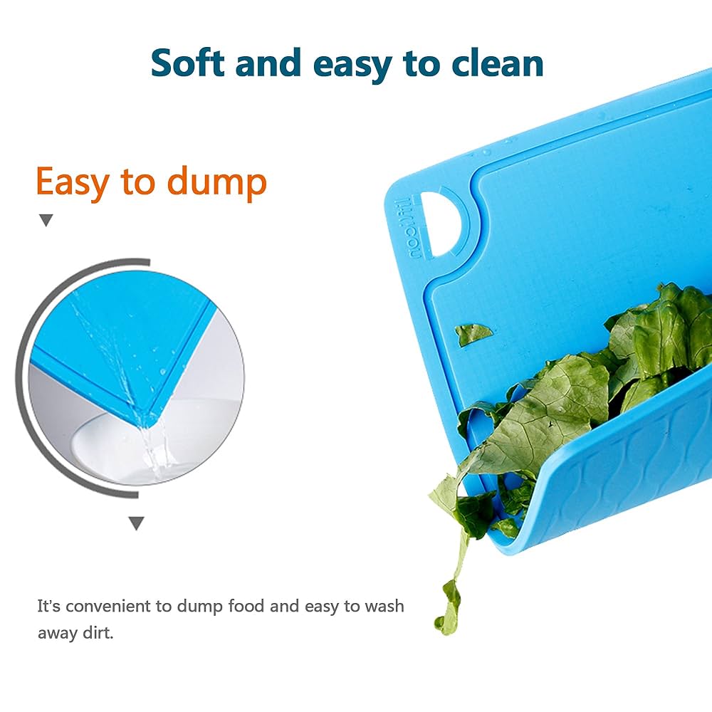 Set Of 3 Chopping Boards Non-Slip 3-Piece Dishwasher Safe Plastic Cutting Board Non Slip Feet (3X Blue